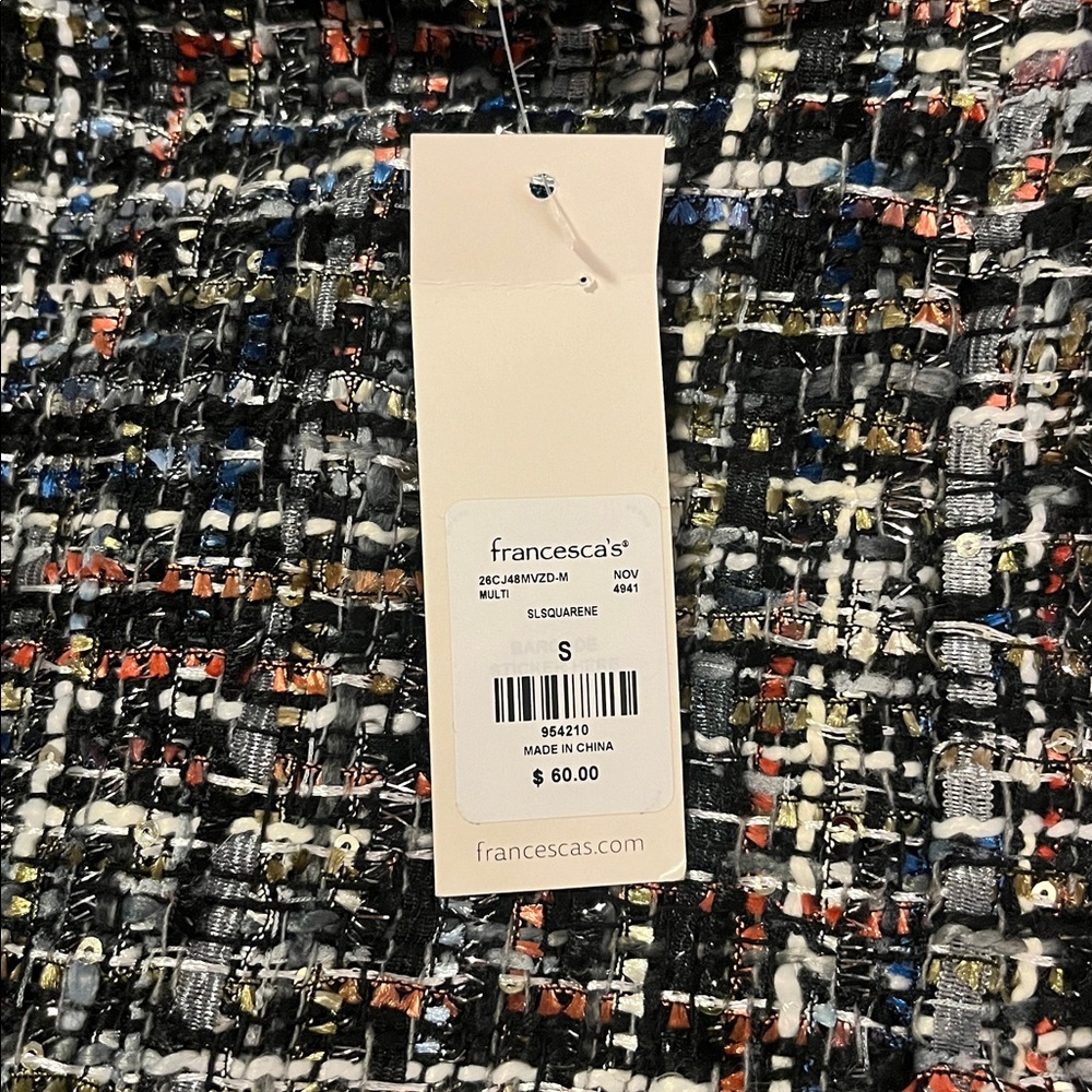 Francesca's Collections Tweed Camisole - Black and Gray - Picture 2 of 2